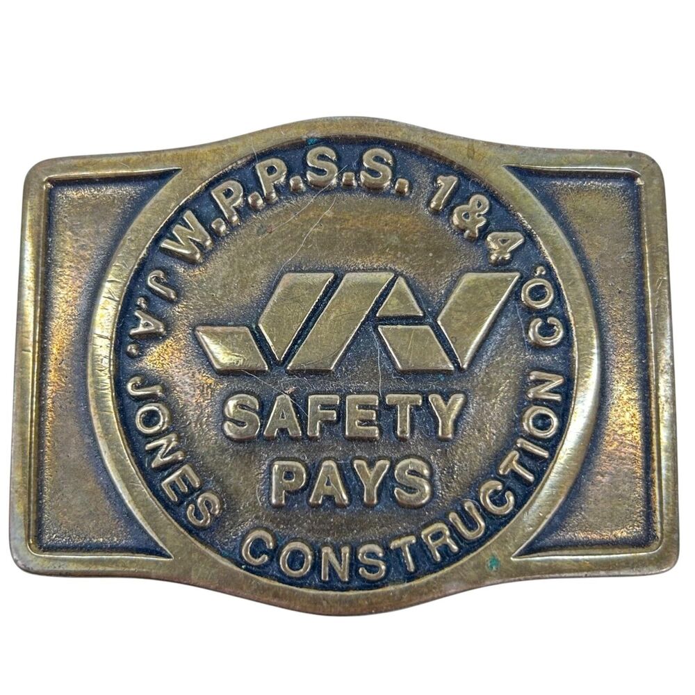 J A Jones Construction Co Belt Buckle Hanford WA WPPSS 1970's Defunct Company